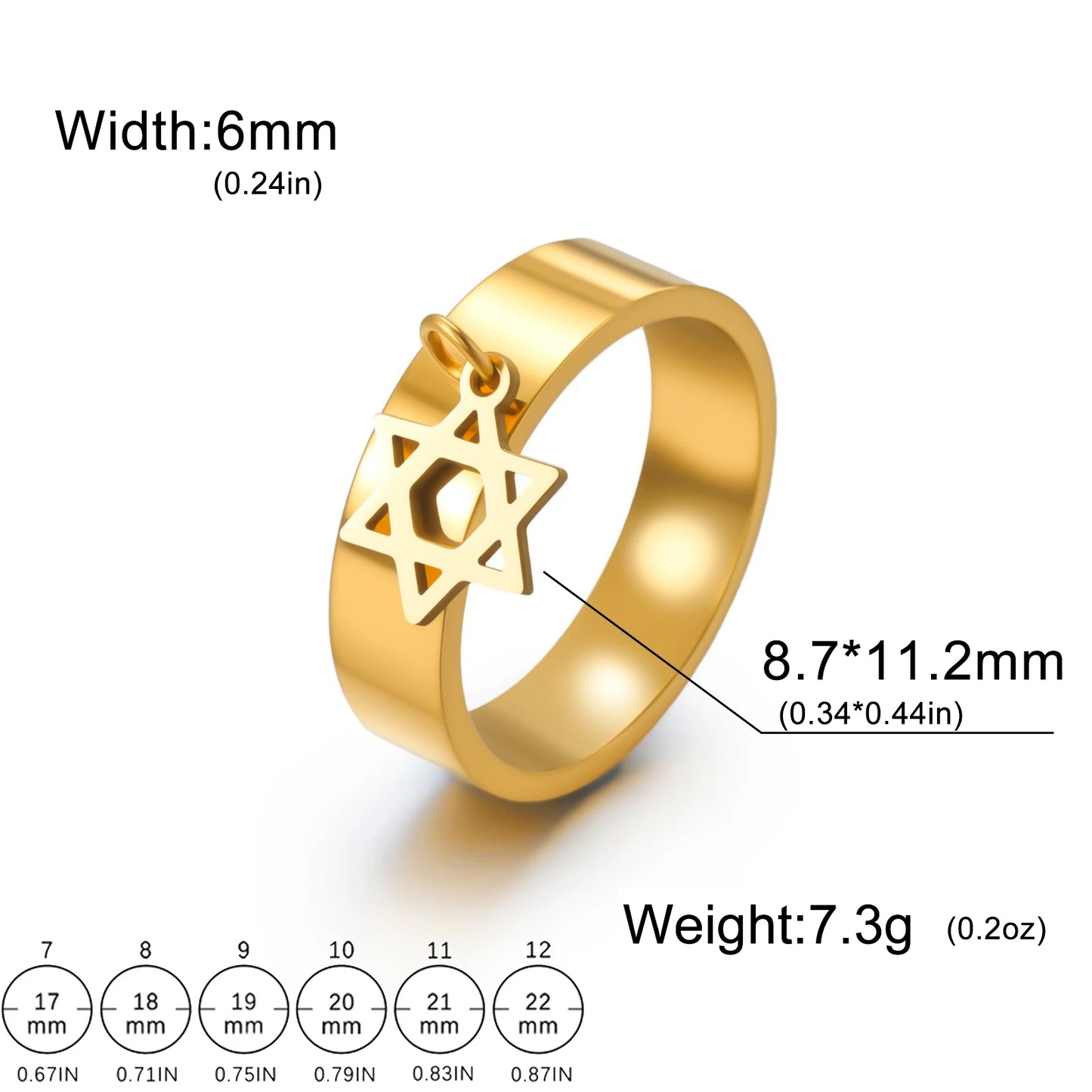 Cazador Gold Color Star of David Rings for Women Men Jewish Israel Ring Stainless Steel Judaism Finger Jewelry 2026 Gifts New