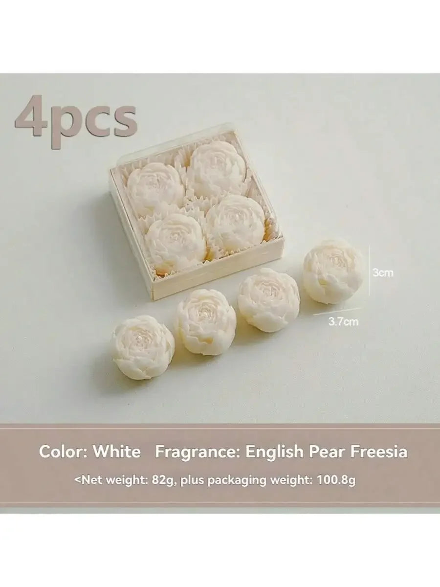 Rose Flower Shaped Soy Wax Candle Set of 4 Gift Box, Handmade Decorative Smokeless Candles for Home Decor,Birthday,Wedding Gifts