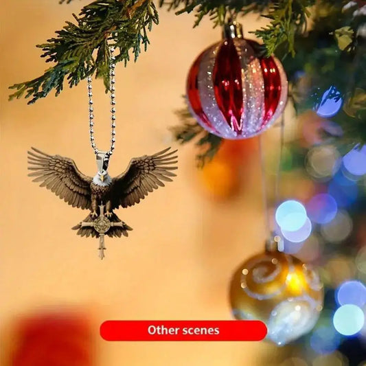 Eagle Cross Car Rearview Mirror Ornament Hanging Ornaments Interior Car Adorns Accessories Christmas Decoration Gift Toy