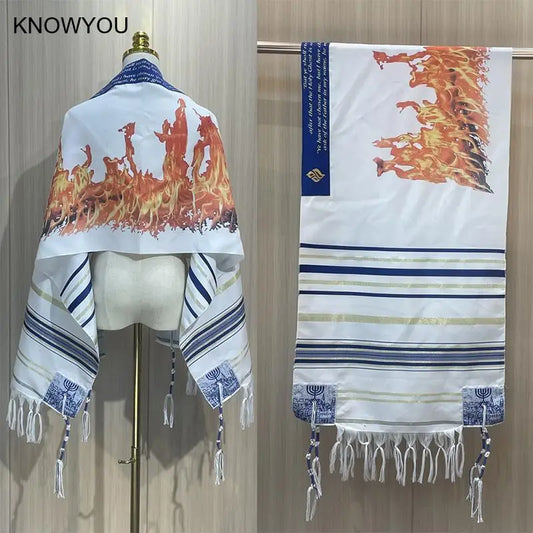 Tallit Messianic Scarf Fire Style Prayer Talit Jerusalem Hanukkah Shawl Women Men Israel Talitnia Prayer Shawl for Christian