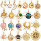 Trendy Shining Moon Star Sun Tellurion Celestial Compass Charm Pendant Gold Colour, Jewelry Necklace Bracelet Making Supply S39