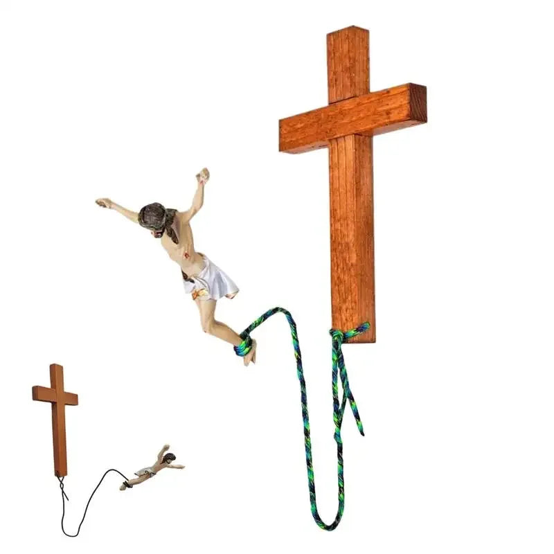 Bungee Jesus Crucifix Wall Art Decor Jumping Jesus Resin Figurine Decorative Jesus Resin Craft Statues for Home Church Living