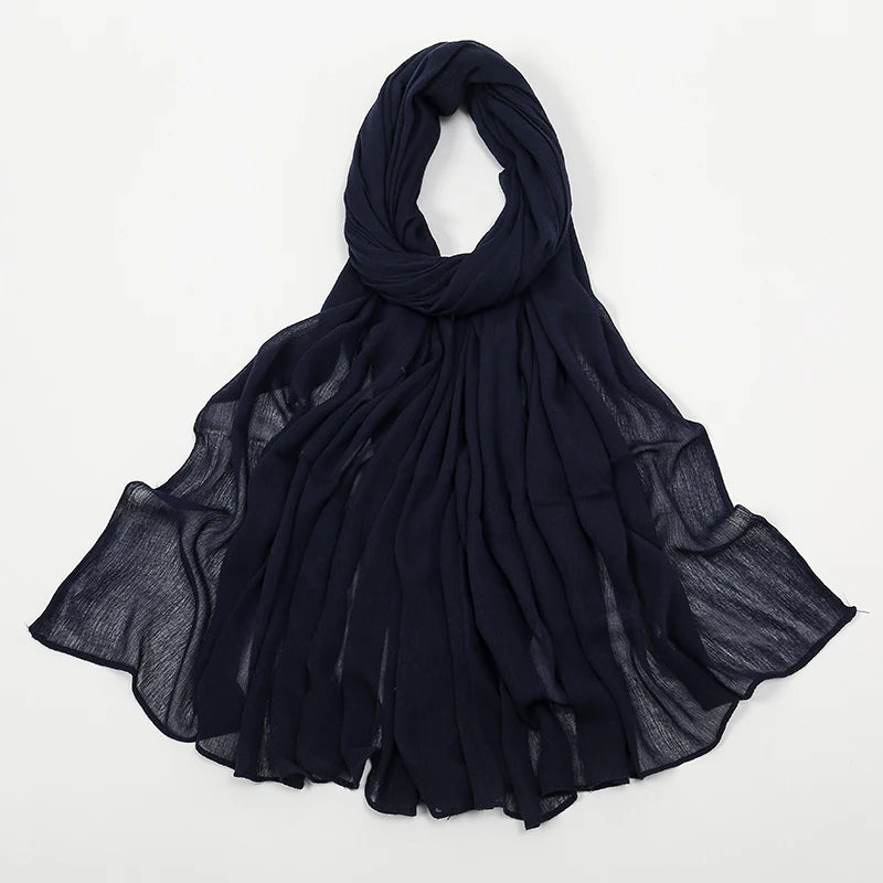 New Crinkle Rayon Hijab For Women Muslim Scarf Long Shawls Solid Islamic Turban Headband Heascarf Wraps Ramandan Headband