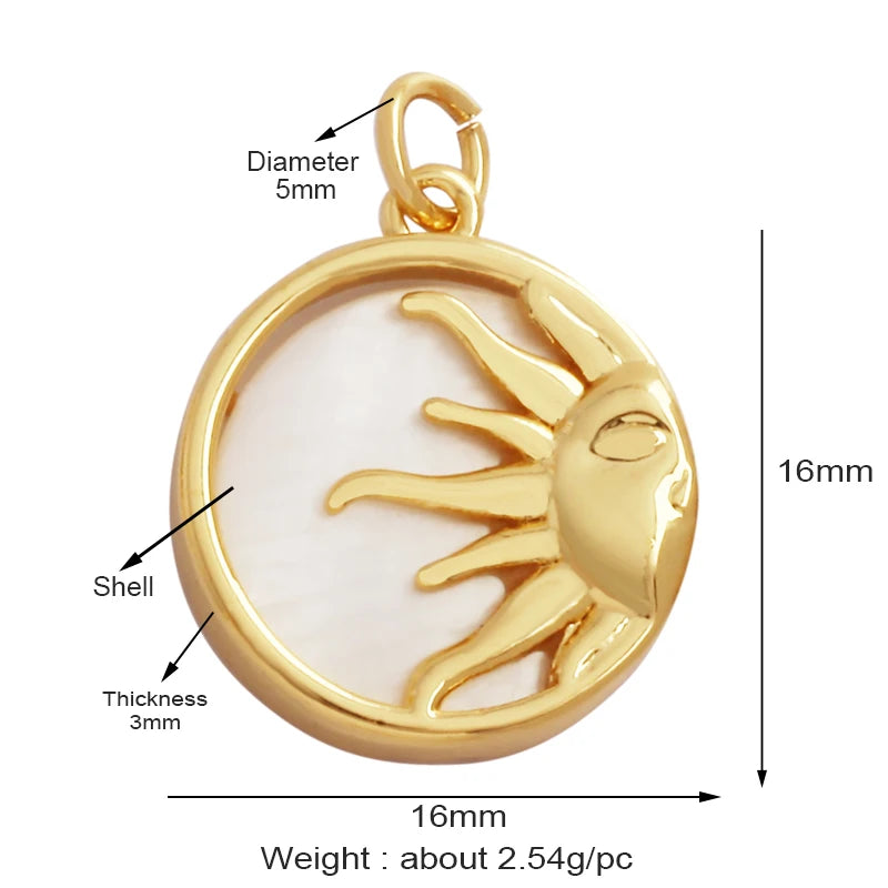 Trendy Shining Moon Star Space Celestial Compass Charm Pendant in Gold Colour , Jewelry Necklace Bracelet Making Supplies M71