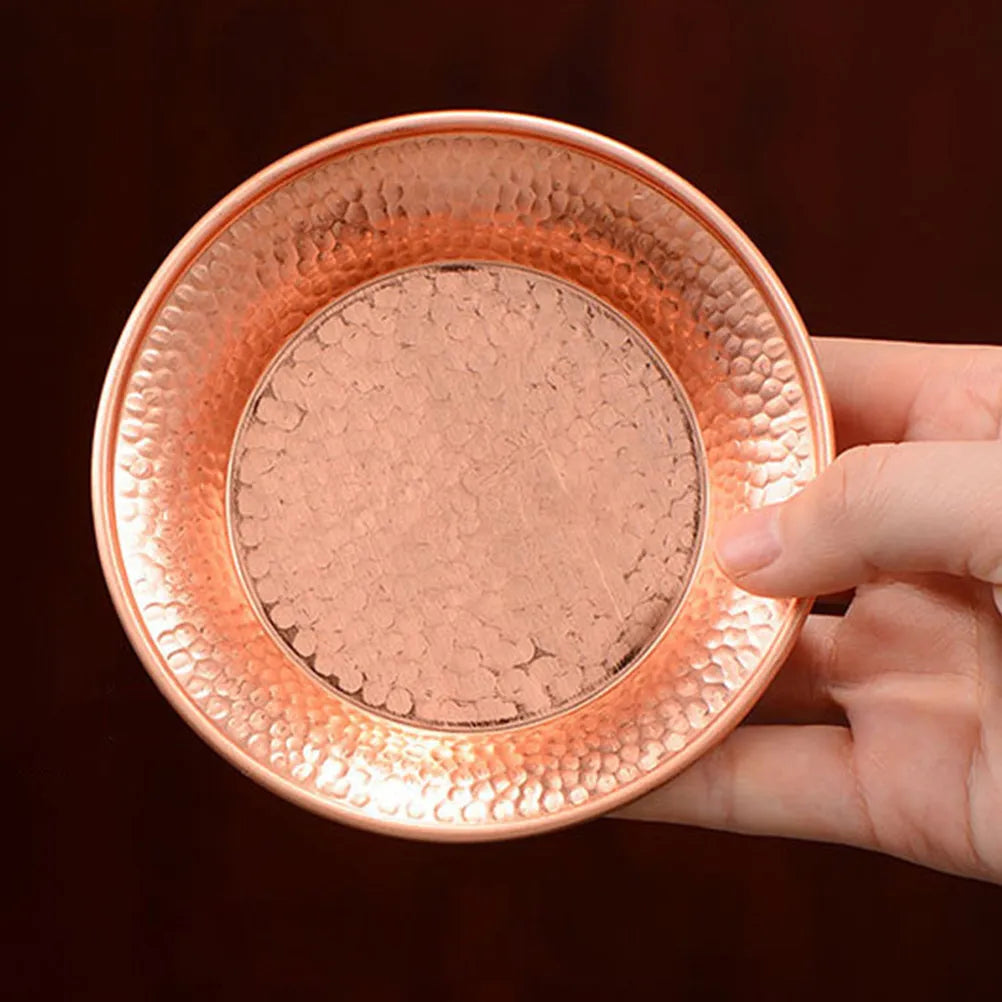 2Pcs Authentic Tibetan Copper Mandala Plate Hand Carved Buddhist Offering Bowl Water Bowl for Worship Yoga Meditation Sacred