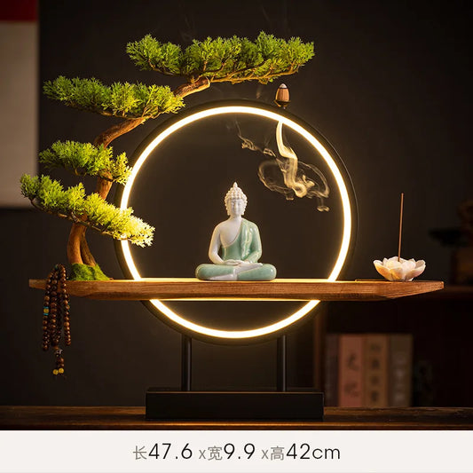 IN STOCK Sakyamuni Buddha Statue Home Large Tathagata Buddhist Statue Figure Buddha LEDRing Light Living Room Incense Porch Gift