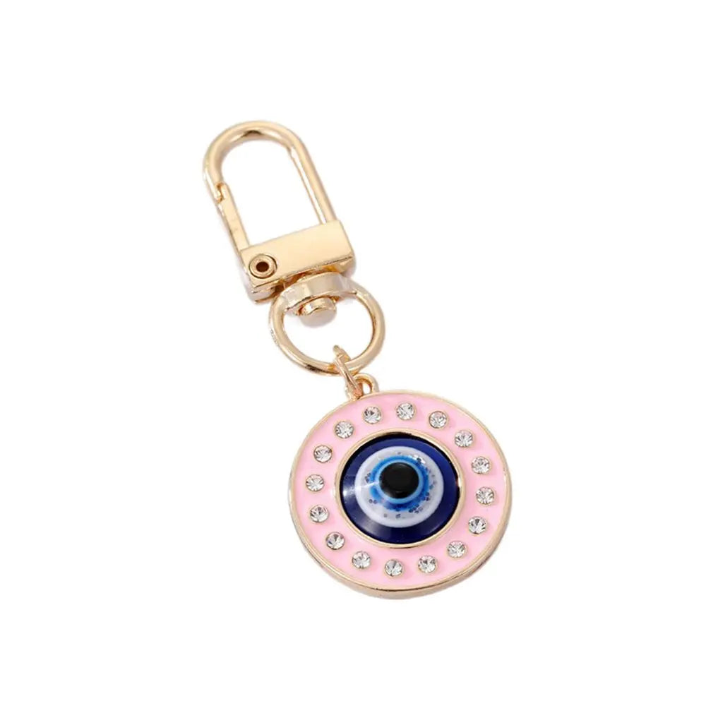 1Pcs Round Evil Eye Keychain Key Ring For Friends Couples Boho Blue Eye Bag Car Key Phone Charm Accessories Jewelry