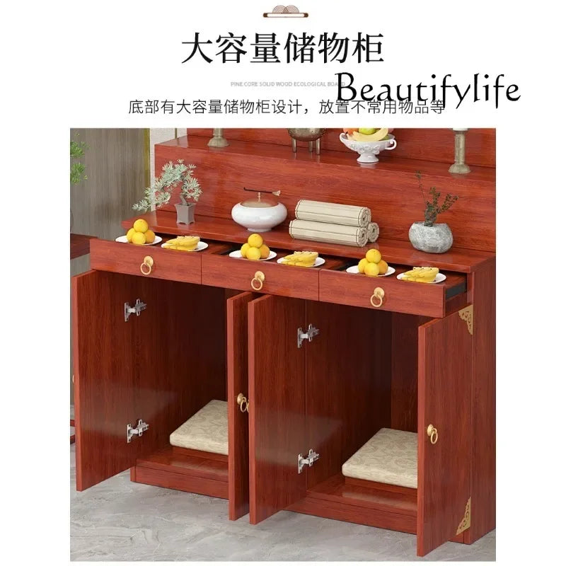 A  New Chinese Household Altar Incense Burner Table Economical Altar Three-Layer Heightening Buddha Shrine feng shui