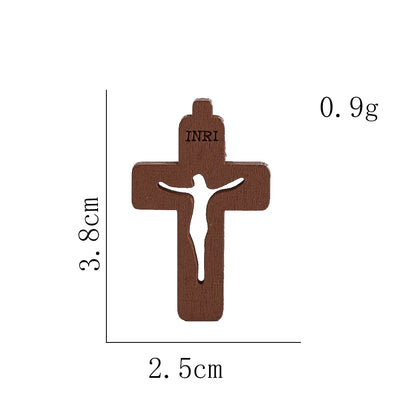 10pcs Mini Wooden Crosses Pendants INRI Jesus Crucifix Prayer Cross Christian Easter Decor Baptism Gift DIY Jewelry Keychain