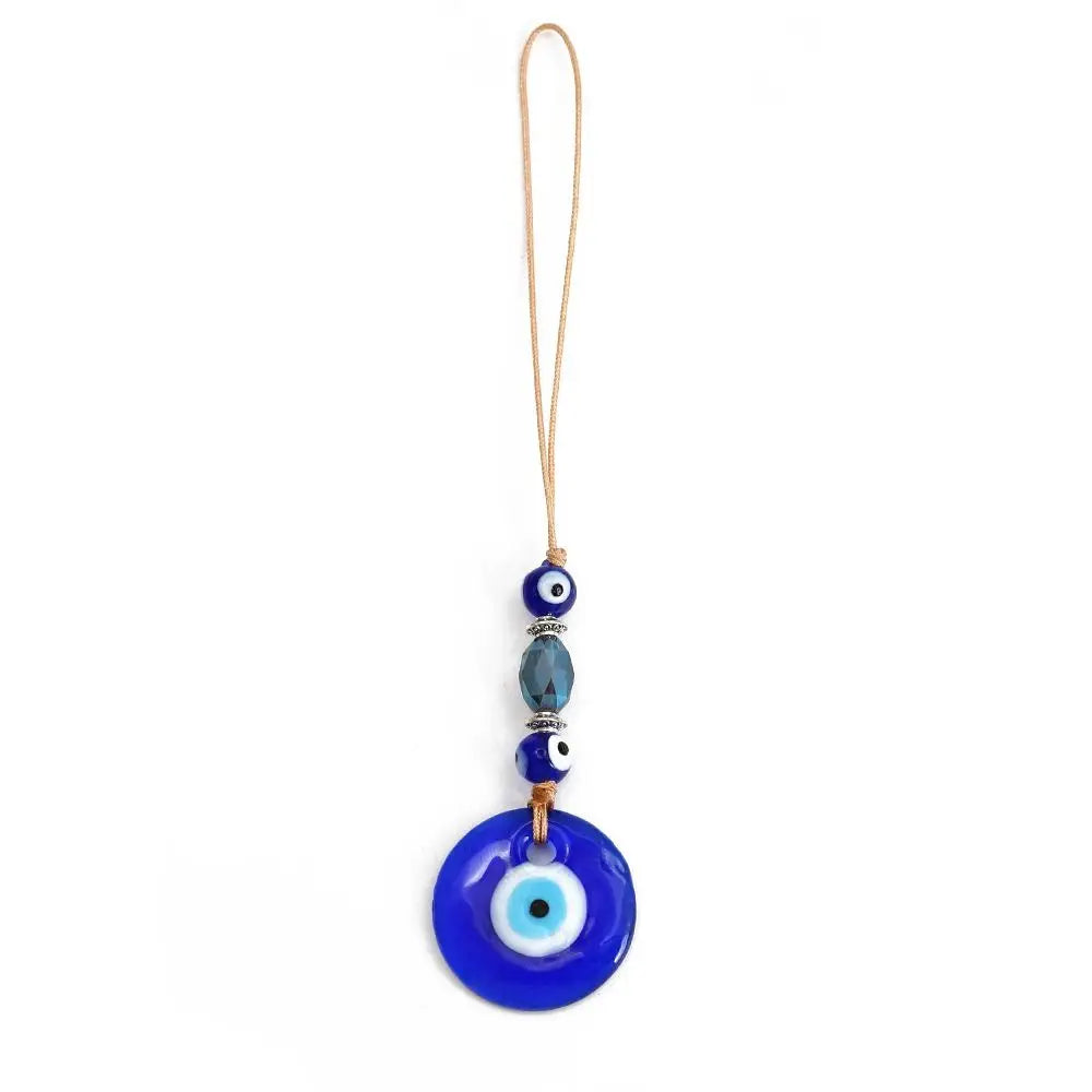 Demon Eye Lucky Charm Car Ornaments Protection Tassel Crystals Feng Shui Car Decor Turkish Blue Eye Retro Glass Pendant Gifts