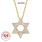 APIR 925 Silver D/VVS1 Moissanite Star Pendant Necklace Cross Star of David for Men Women Lucky Amulet Chain Neck Jewelry
