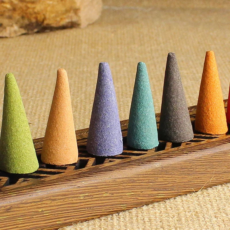 1Box 40Pcs Tower Incense With A Tray Natural Incense Rose Tulip Scent Sandalwood Spice