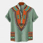 Men's shirt ethnic style 3D printing henley shirt, men's fashion button down collar short sleeve, high quality men's tops