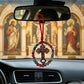 Handcrafted Orthodox Catholic Car Rosary with Clear Glass Beads Crucifix Pendant for Auto Interior Home Altar Christian Gift Dec