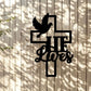Faith Hope Love Christian Cross Metal Wall Art 15.75in Black Gold Dove Home Decor