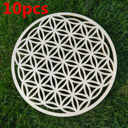 Wholesale 15/20/30cm High Quality Wooden Sign Flower Of Life Sacred Geometry Home Decoration Wood Coaster for Home Wall Decor