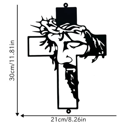 Metal Cross Wall Art Decor, Religious Home Sign Hanging for Living Room Office