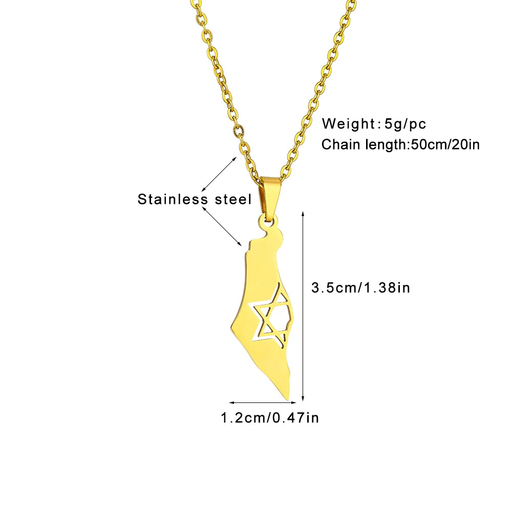 Stainless Steel Israel Star of David Pendant Necklace Unisex Couple Ethnic Patriotic Jewelry Gift Hot Sale European Style