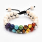 Double Layer 7 Chakra Bracelets for Women Men Indian Yoga Bracelet Chakra Pray Lava Stone Beads Bangles Bracelet Healing Jewelry