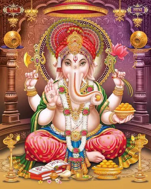India Hindu God Ganesha Temple Elephant Poster God Series Religion Canvas Painting Print Wall Art Picture Living Room Decor