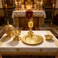 Gold Plated Orthodox Liturgical Communion Set Chalice Paten Spoon for Church Eucharist Service Christian Religious Supplies Deco