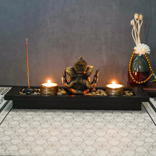 1PC Ganesh Candle Holder Set Fortune Decorations, Vintage Vibe Candles Home Bedroom Decoration, Diwali Table Scented Candles Shi