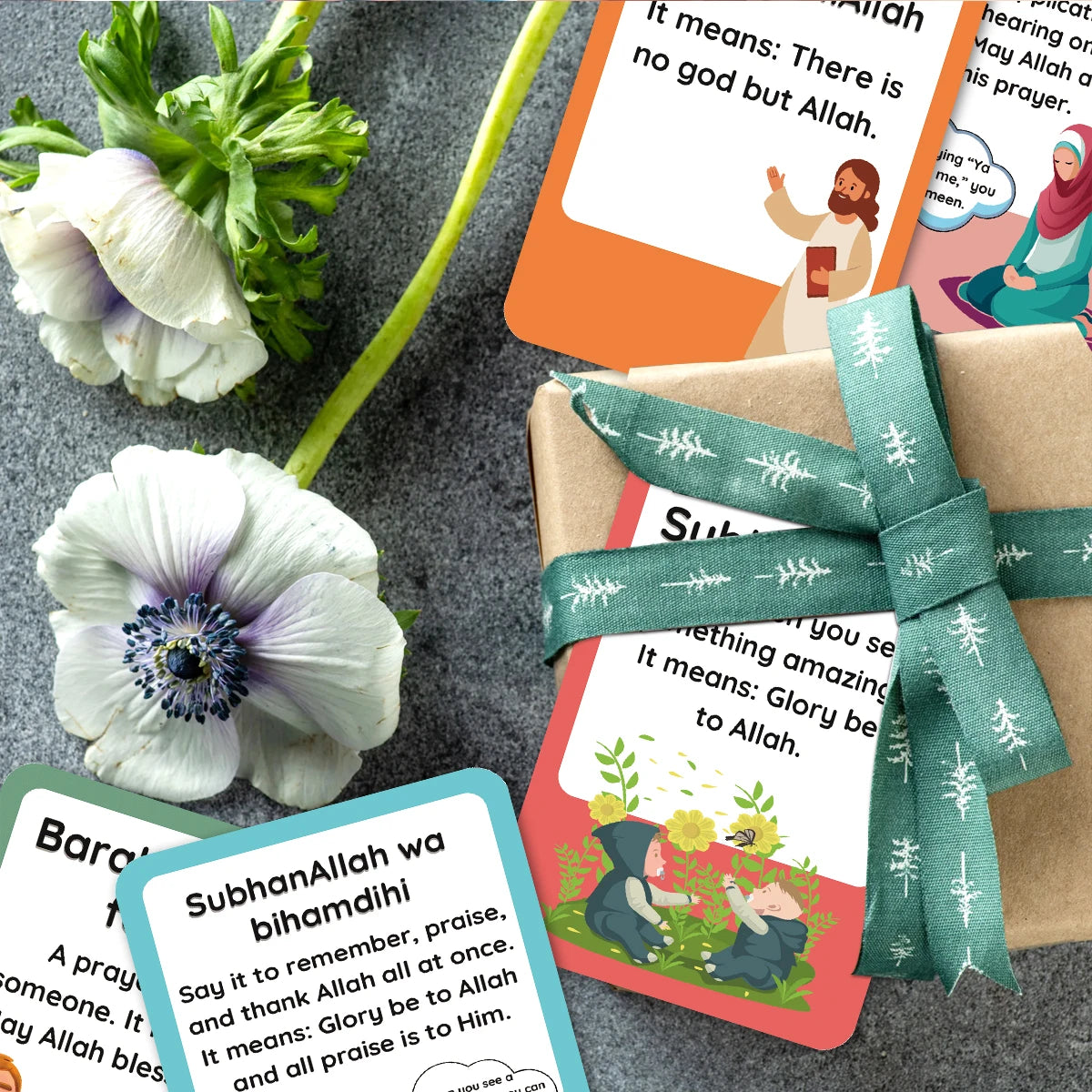 21pcs Vibrant Islamic Common Expressions Phrase Stationery Flashcards,Ramadan&Eid Gifts,Religious Educational Tool Learning Card