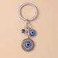 Aihua Lucky Eye Alloy Fatima Hand Keychain Heart Glass Bead Blue Turkish Evil Eye Key Chain Car Keyring for Women Men Jewelry