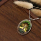 New Fashionable and Elegant Tree of Life Pattern Elliptical Glass Alloy Pendant Necklace Jewelry Wholesale