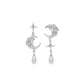Fashion Asymmetric Shiny Star Moon Drop Earrings for Women Exquisite Metal Crystal Pearl Earrings Aesthetic Jewelry Accessories