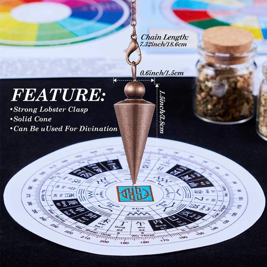 Silver Color Copper Metal Pendulum for Dowsing Divination Energy Reiki Healing Pointed Meditation Witch Spiritual Pendulos X092