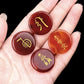 4Pcs Natural Lapis Lazuli Stones Engraved Chakra Symbols Polished Palm Stones for Reiki Crystal Healing Balancing