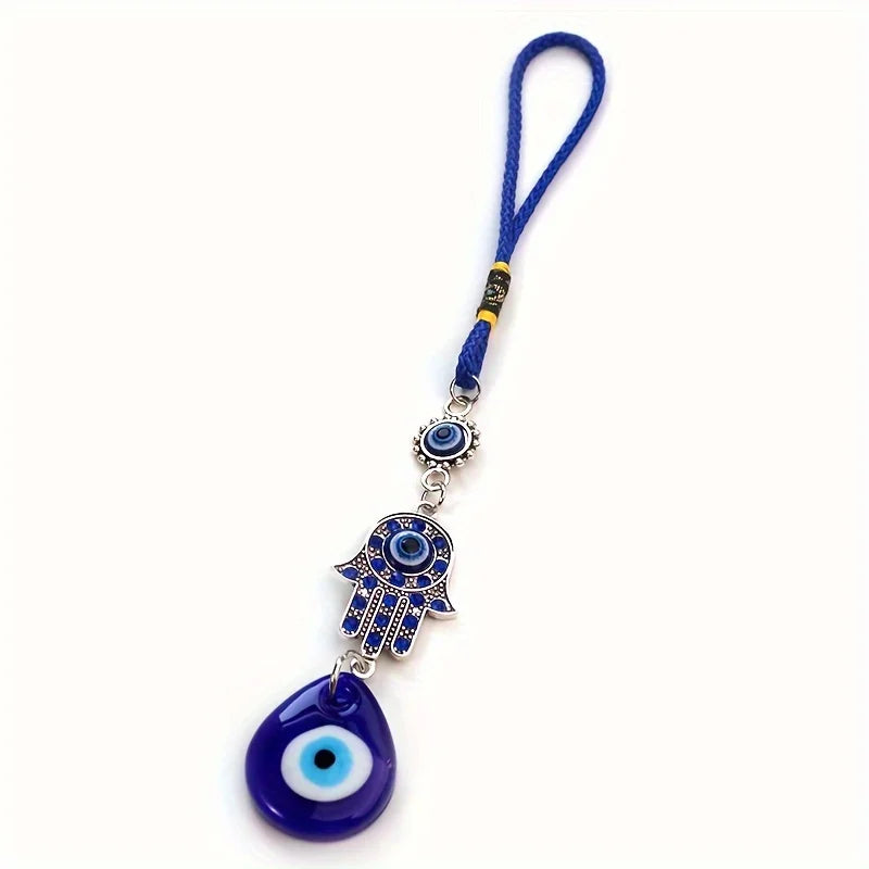 1pc Devil's Eye Horseshoe-shaped Blue Eye Rhinestone Lucky Decoration Pendant, Keychain & Car Hanger