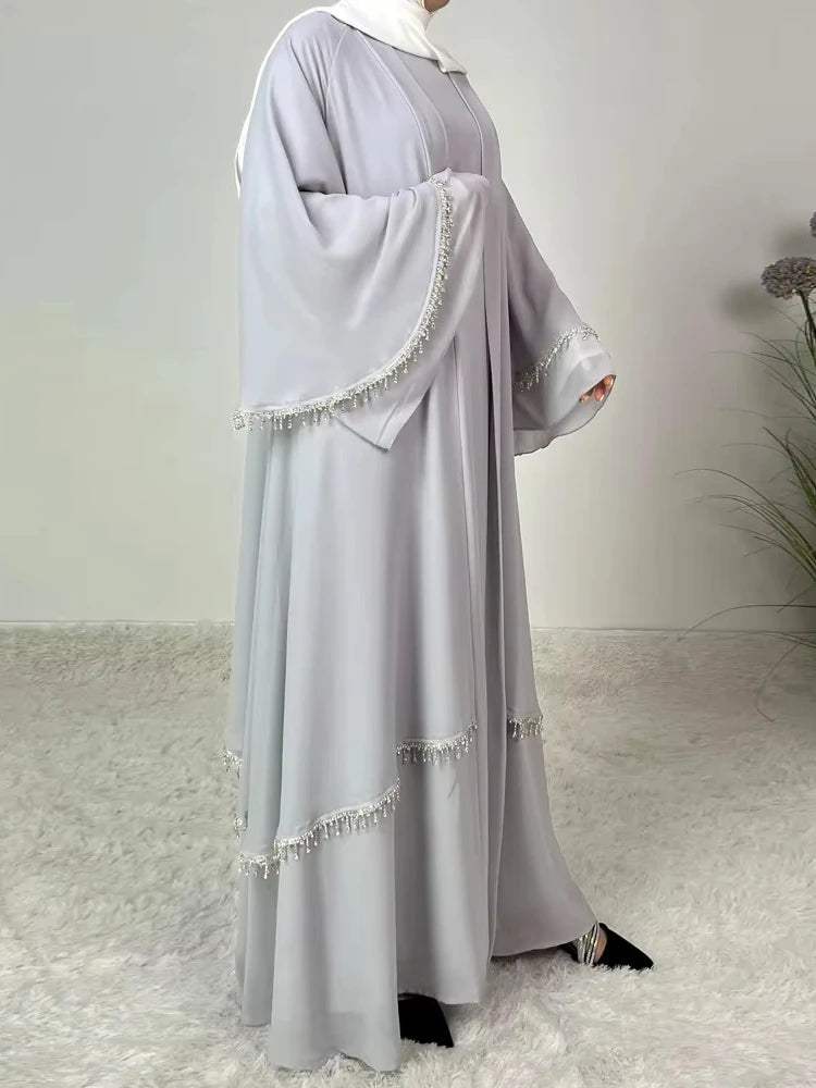 Women Abaya 4 Piece Set Dress Kaftan Islam Vestidos Eid Muslim Scarf Sashes Arab Long Robe Jalabiya Ramadan Morocco Dubai Abayas