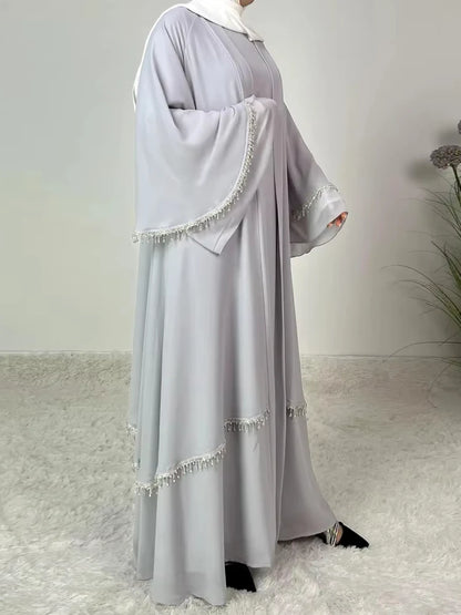 Women Abaya 4 Piece Set Dress Kaftan Islam Vestidos Eid Muslim Scarf Sashes Arab Long Robe Jalabiya Ramadan Morocco Dubai Abayas