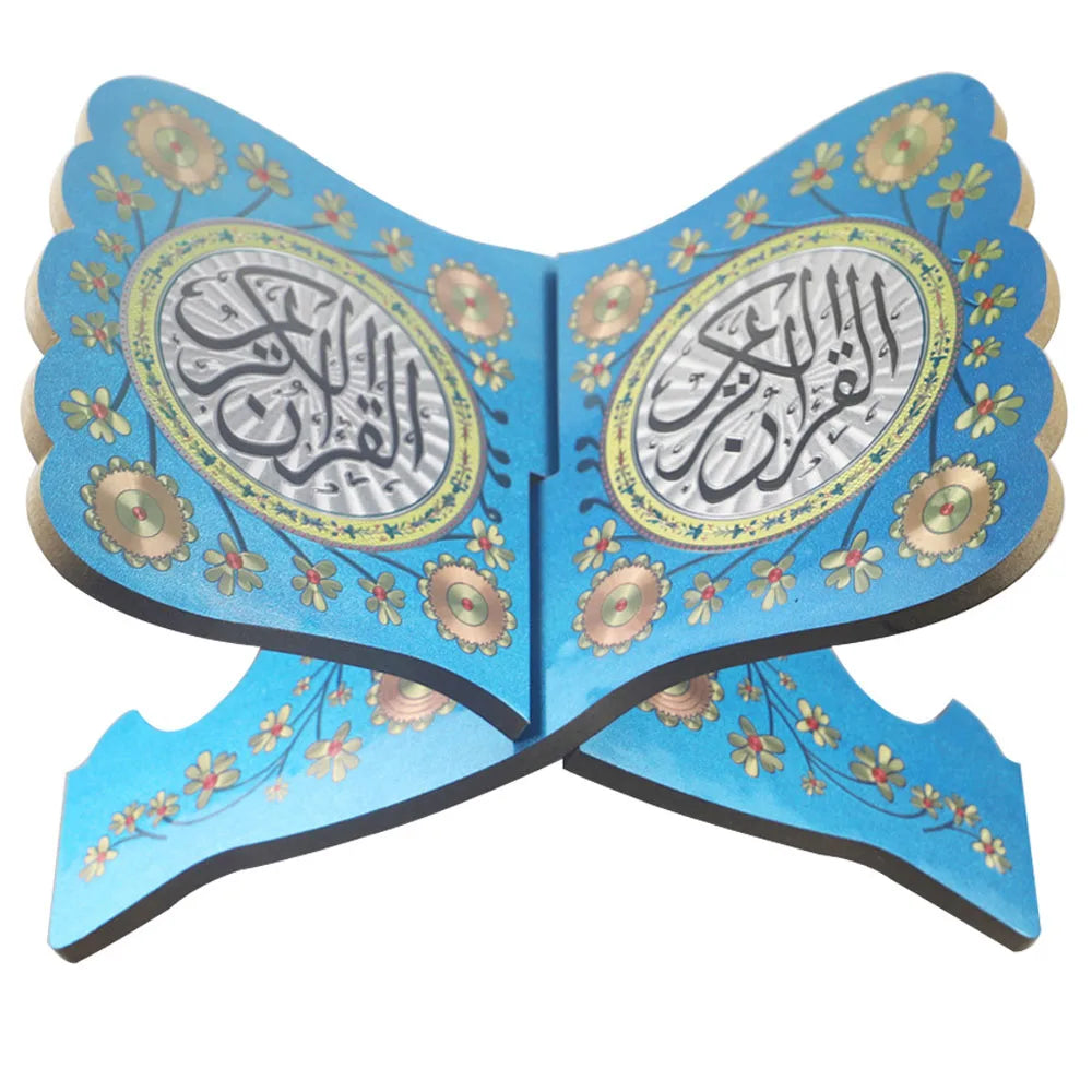 Ramadan Quran Holder Folding Bible Display Stand Decorative Islamic Eid Mubarak Bookshelf Organizer for Reading Prayer Chapel