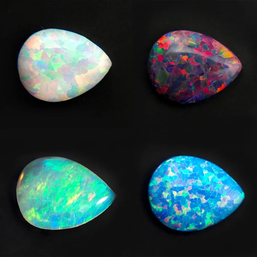 Synthesis Opal Cabochons Loose Gemstone Oval Fire Color Ring Face Flat Colorful Gemstone Cabochons Ring Setting DIY Jewelry