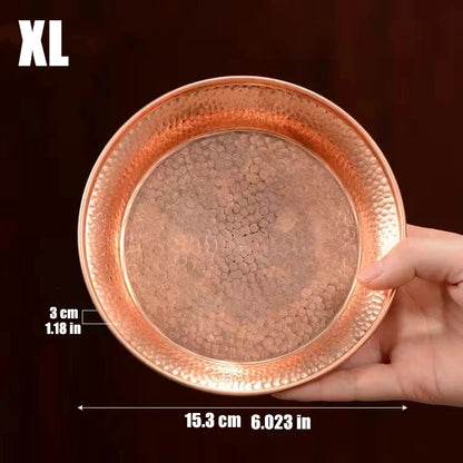 Tibetan Copper Plate 15.4cm Engraving Buddhism Brass Dish Auspicious Tantra Altars For Buddha Tray Desktop Home Gift Decorative