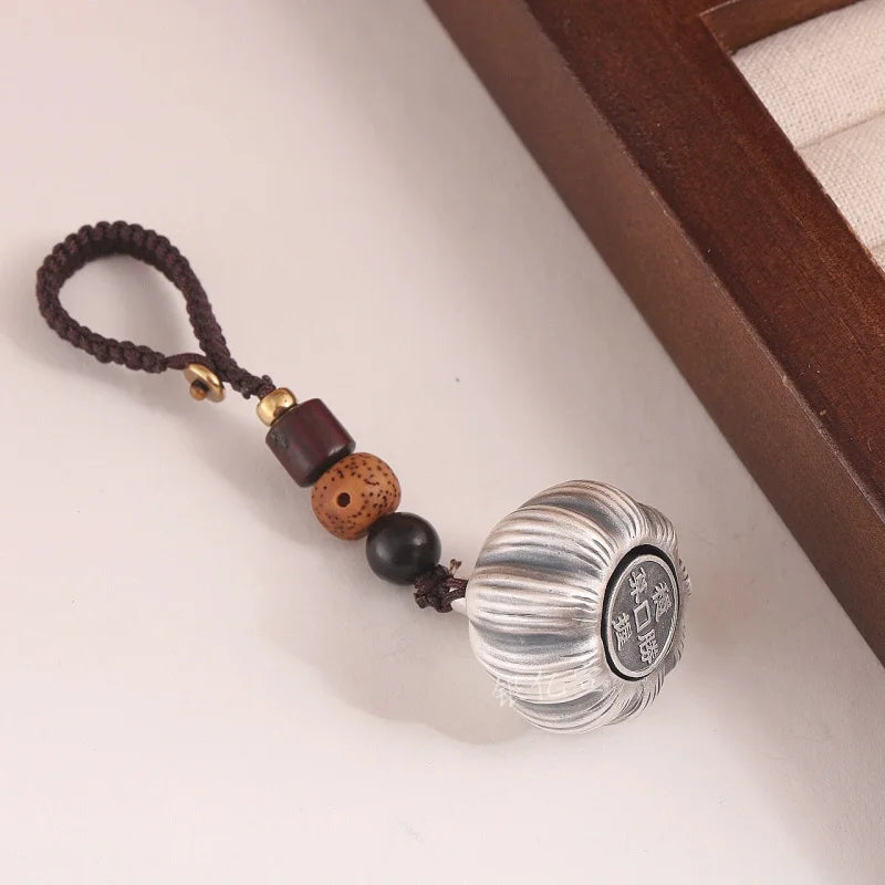 Buyee 925 Silver Garlic Pendant Keychain Vintage Style Car Charm & Phone Accessory Jewelry Ring Circle Gift for Women Men