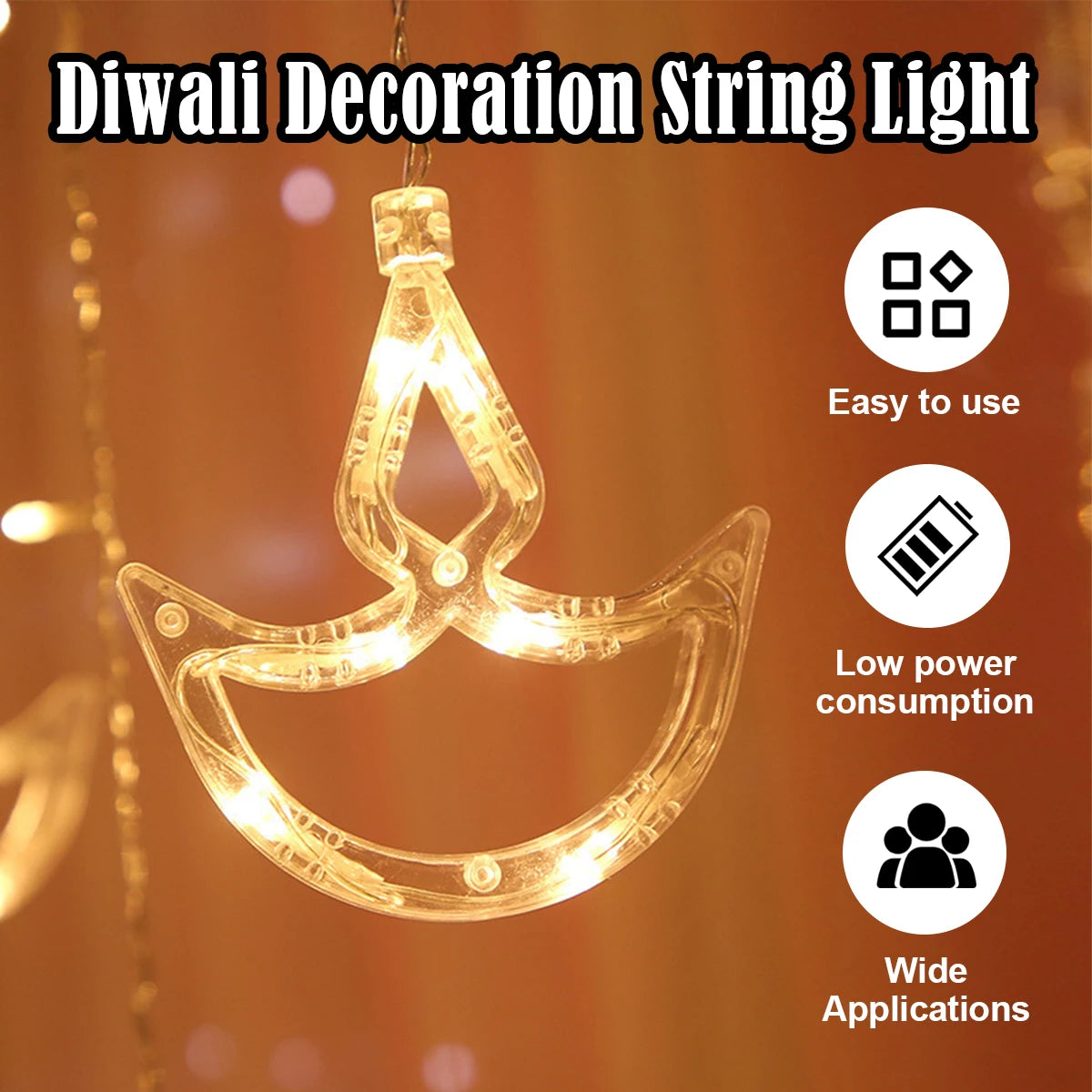 2.5m Diwali Light Room Led Background Hanging Diyas Bedroom Deepavali Pack Colorful Brilliant Layout Lights Wedding Night Anchor