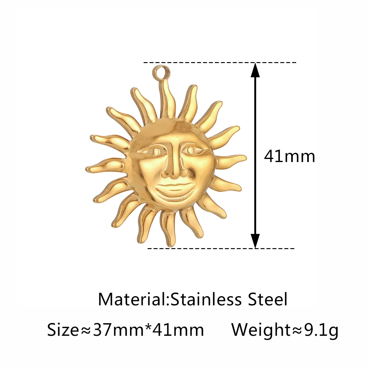 3Pcs Large Casting Vortex Face Sun Charms Stainless Steel Heart Celestial Pendants Fashion Jewelry Making DIY Bracelets Necklace
