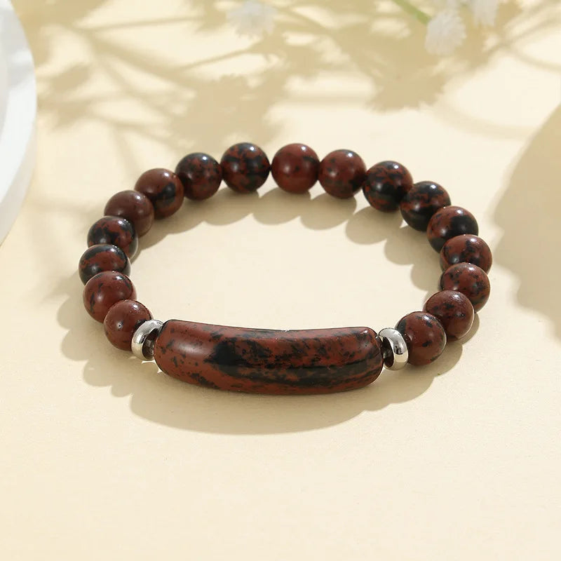 1pc Healing Handmade Stone Bracelet Turquoise Natural Malachite Gemstone Crystal Rough Bracelet Body Energy Yoga