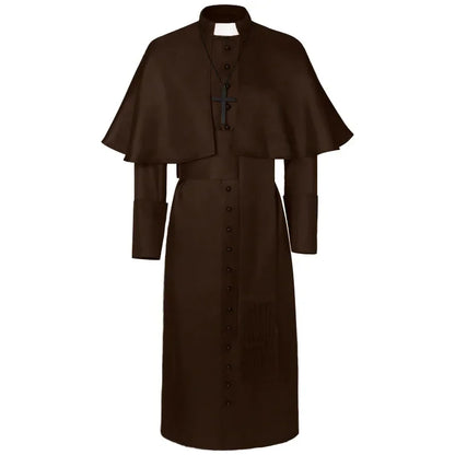 Medieval Priest Costume Catholic Church Religious Roman Retro Pope Pastor Father Mass Missionary Robe Clergy Cassock Full Sets$