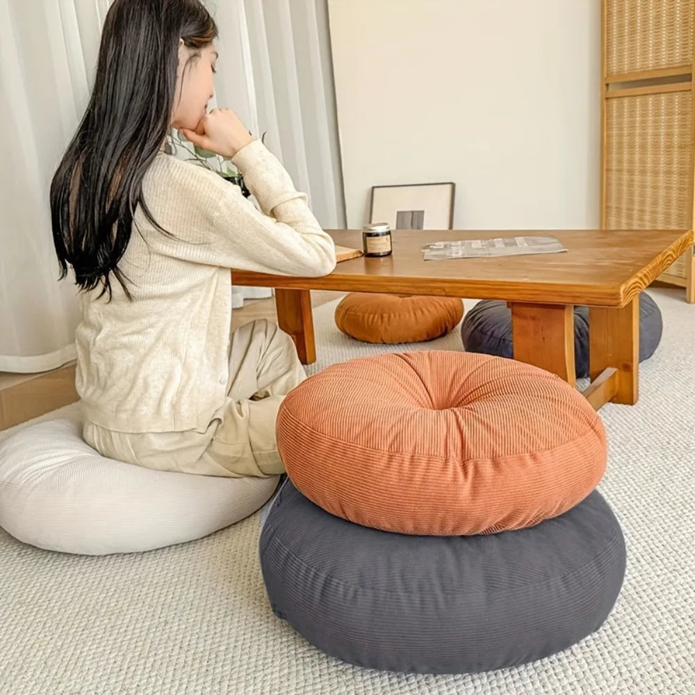 Thick Round Cushion,Soft & Comfortable Full-Filled Meditation Yoga Pillow, Bohemian Zen Home Decor in Vibrant Orange