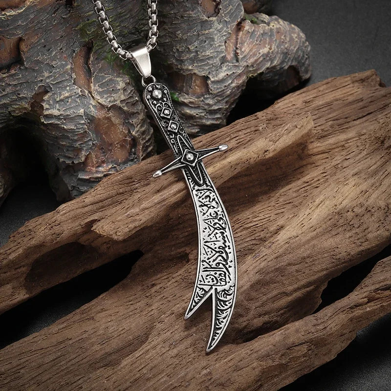 Islamic Imam Ali Zulfiqar Sword Necklace for Men and Women Quran Necklace Shia Islamic Muslim Jewelry