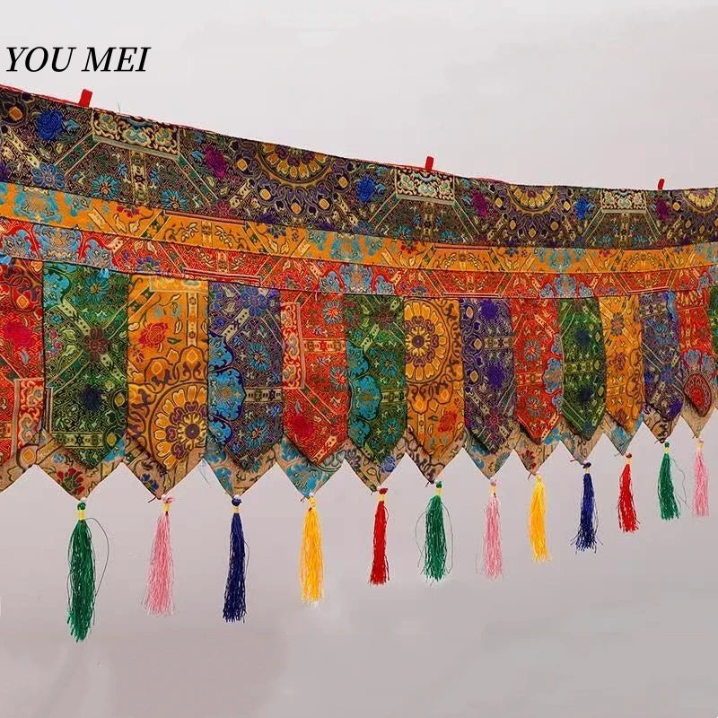 Tibetan Prayer Flag Five-Color Curtain Buddhist Altar Eight Auspicious 5m Curtain Wall Hanging Curtain Buddhist Item Decoration