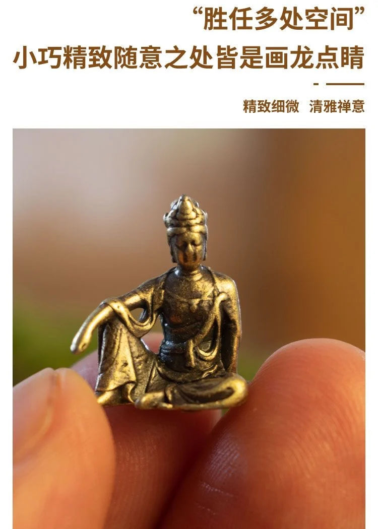 Micro Landscape Bronze Chinese Buddha Ancient Tea Ceremony Zen Moss Rockery Bonsai Sand Table Decorationfairy Garden Miniatures