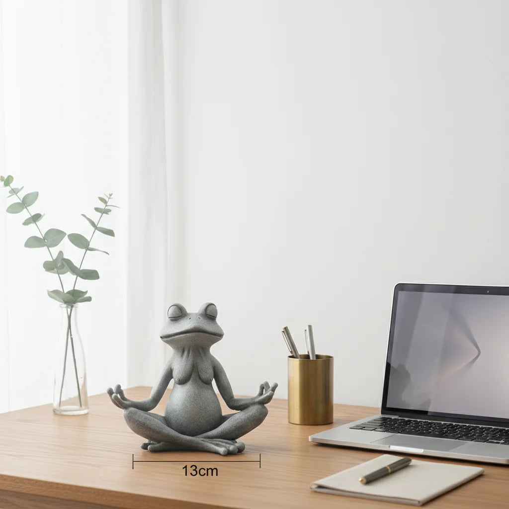 VILEAD Original Design Meditating Frog Sage Resin Zen Artistic Figurine Decorative Garden Statue Home Office Desk Decor