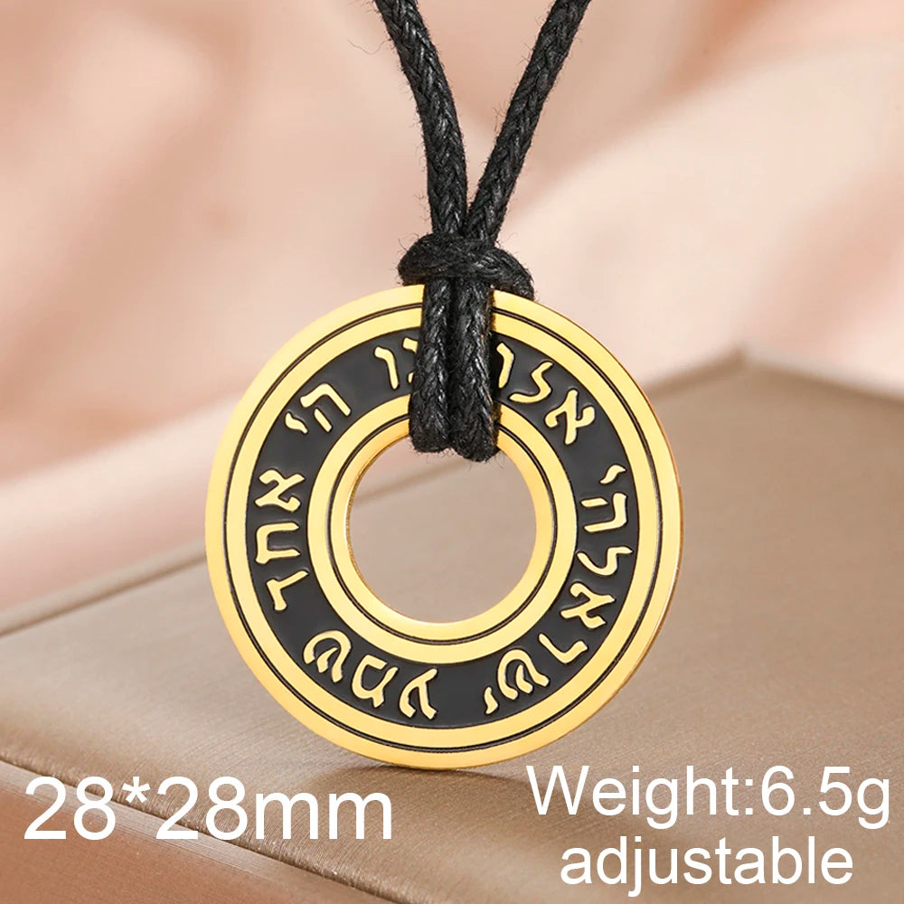 Dawapara Jewish Star of David Hebrew Shema Necklace Judaica Prayer Blessing Holy Pendant Stainless Steel Kabbalah Jewelry