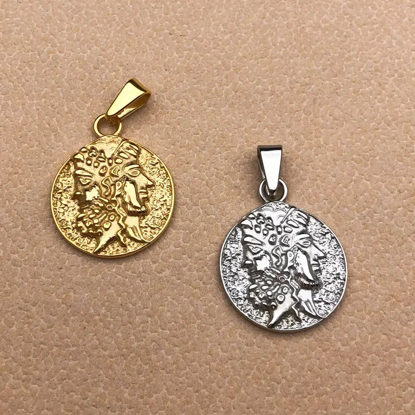 316L Roman Centurion Pendant Men Oval Medal Portrait Coin Charms Stainless Steel Necklace Religious Jewelry